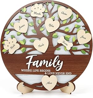 lhiuem 3d 家庭树墙饰个性化姓氏标志(30.48 x 30.